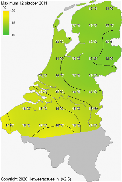 Maximum temperatuur 12 oktober 2011