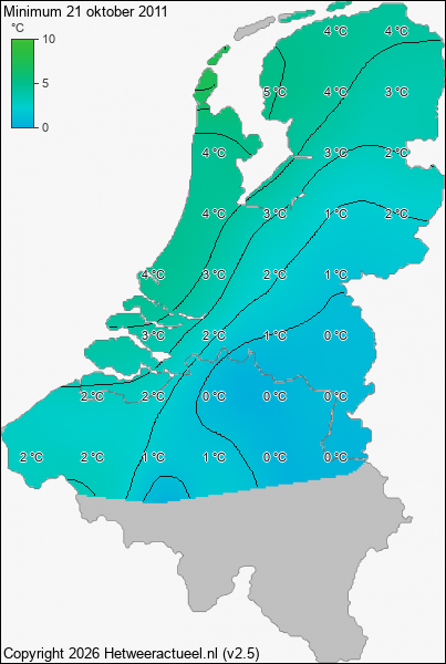 Minimum temperatuur 21 oktober 2011