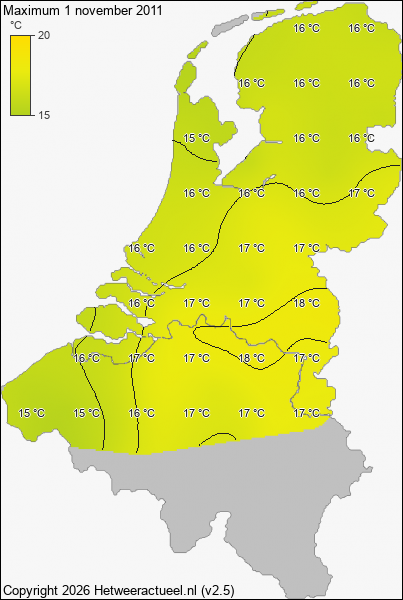 Maximum temperatuur 1 november 2011