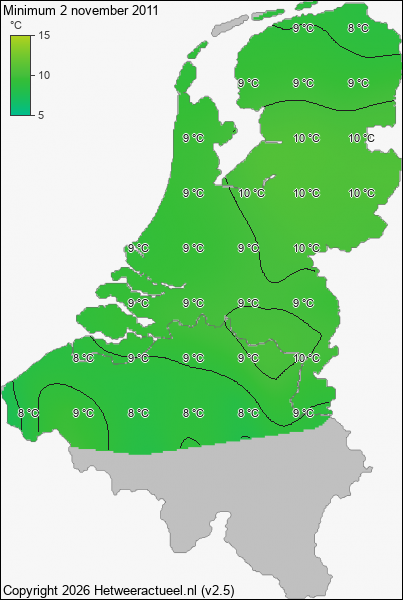 Minimum temperatuur 2 november 2011