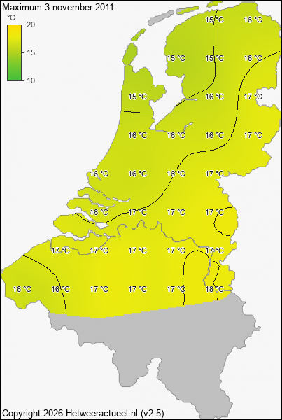 Maximum temperatuur 3 november 2011