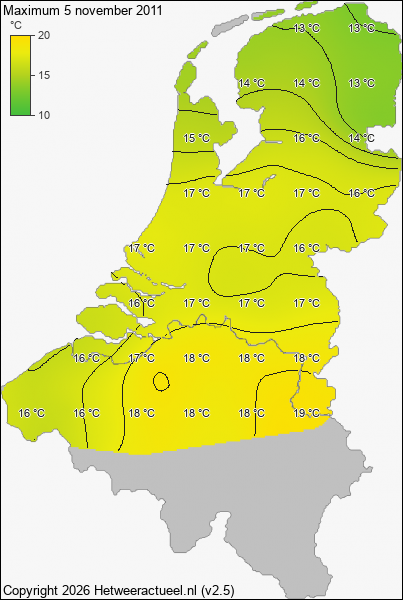 Maximum temperatuur 5 november 2011