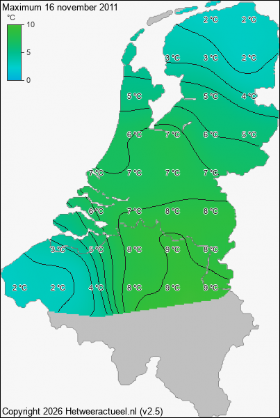 Maximum temperatuur 16 november 2011