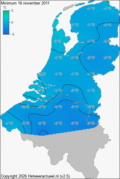 Minimum temperatuur 16 november 2011