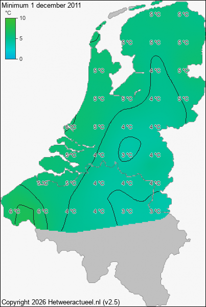Minimum temperatuur 1 december 2011