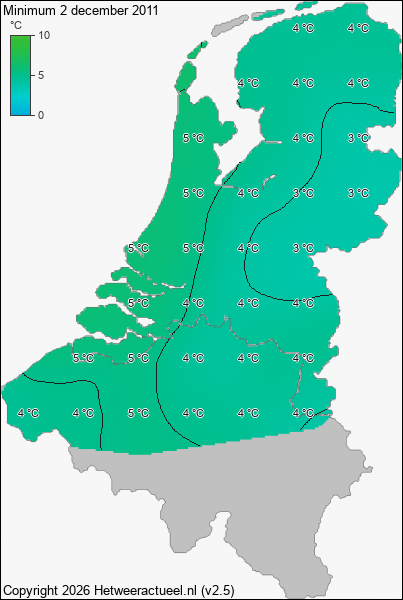 Minimum temperatuur 2 december 2011