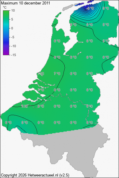 Maximum temperatuur 10 december 2011