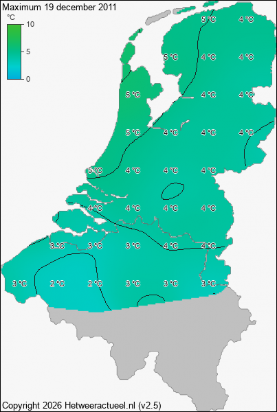 Maximum temperatuur 19 december 2011