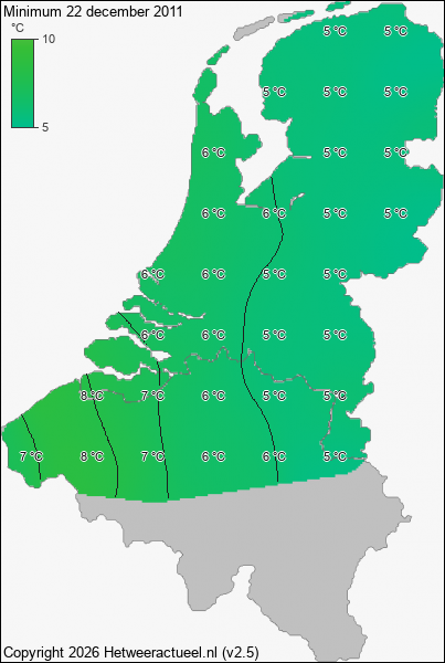 Minimum temperatuur 22 december 2011