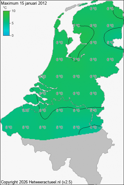 Maximum temperatuur 15 januari 2012