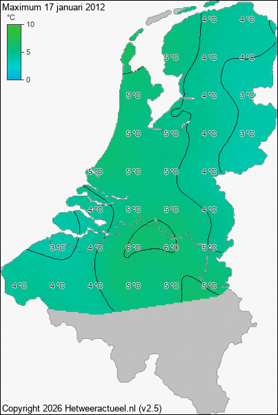 Maximum temperatuur 17 januari 2012
