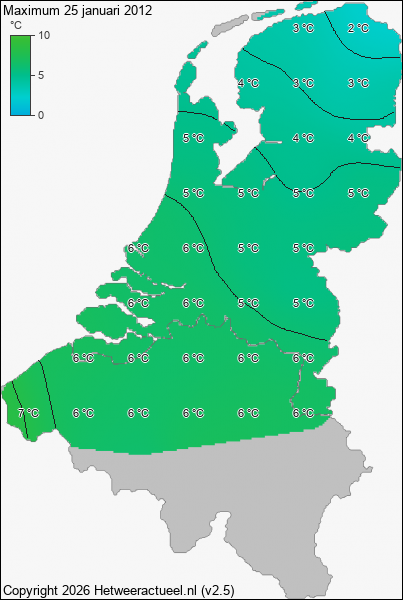 Maximum temperatuur 25 januari 2012
