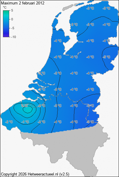 Maximum temperatuur 2 februari 2012