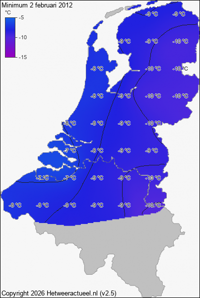 Minimum temperatuur 2 februari 2012