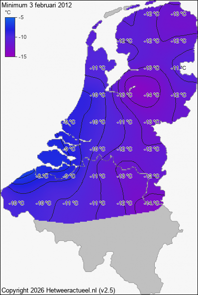 Minimum temperatuur 3 februari 2012