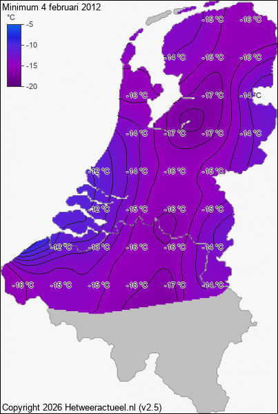 Minimum temperatuur 4 februari 2012