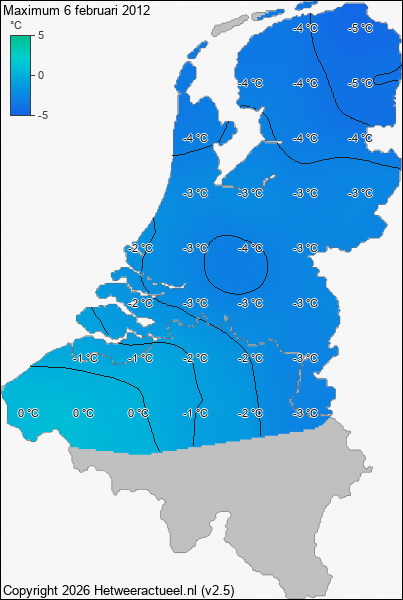 Maximum temperatuur 6 februari 2012