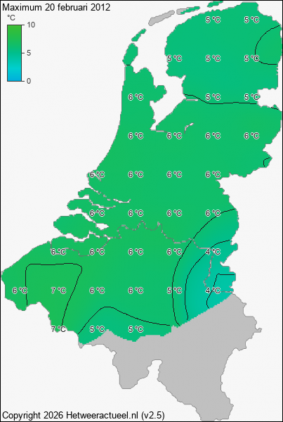 Maximum temperatuur 20 februari 2012