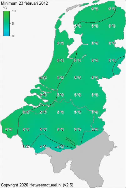 Minimum temperatuur 23 februari 2012
