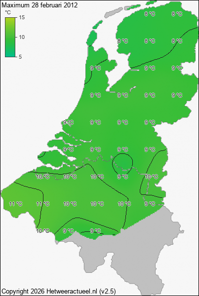 Maximum temperatuur 28 februari 2012