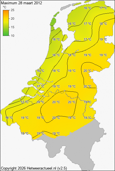 Maximum temperatuur 28 maart 2012