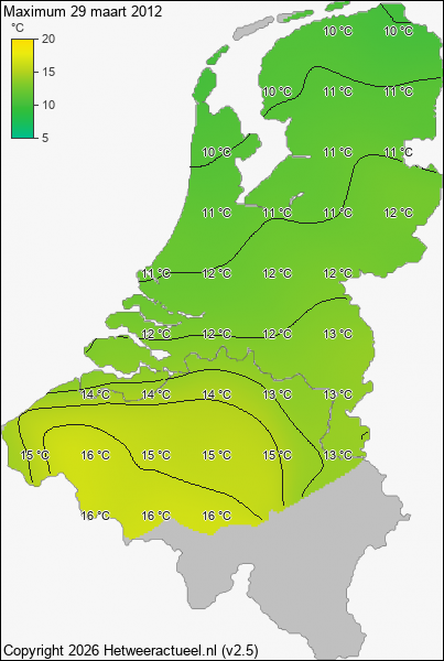 Maximum temperatuur 29 maart 2012