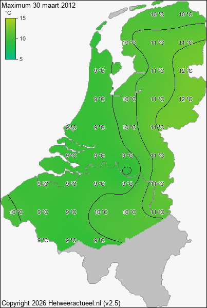 Maximum temperatuur 30 maart 2012
