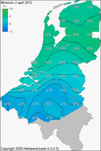 Minimum temperatuur 2 april 2012