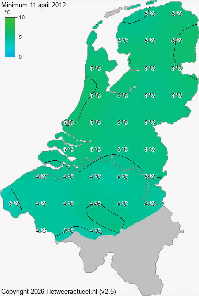 Minimum temperatuur 11 april 2012