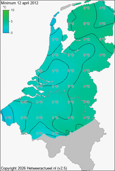 Minimum temperatuur 12 april 2012