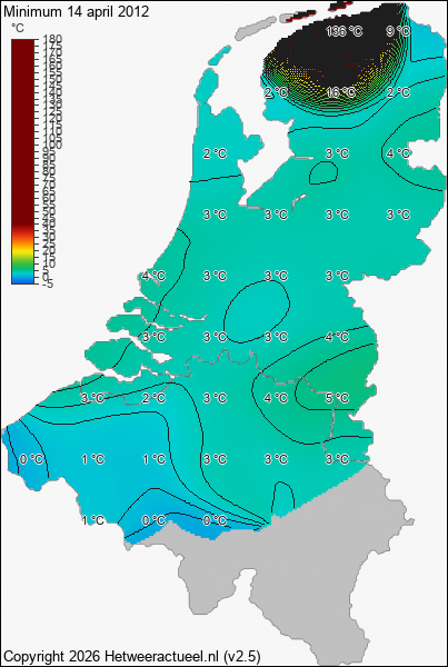 Minimum temperatuur 14 april 2012