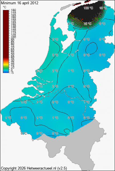 Minimum temperatuur 16 april 2012