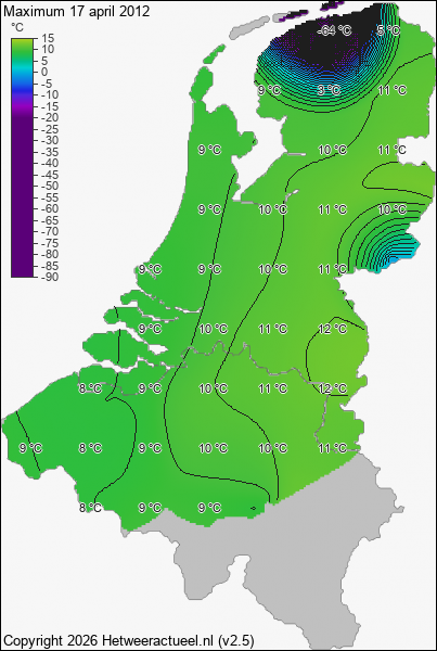 Maximum temperatuur 17 april 2012