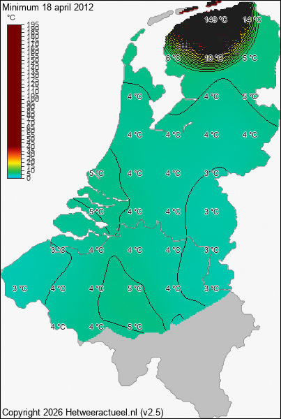 Minimum temperatuur 18 april 2012