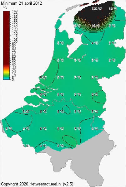 Minimum temperatuur 21 april 2012