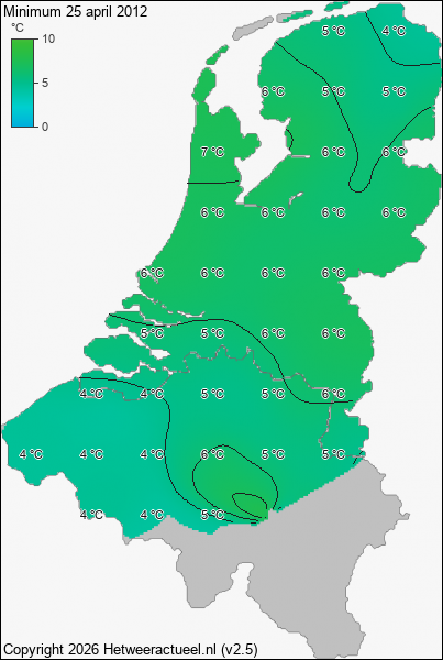 Minimum temperatuur 25 april 2012
