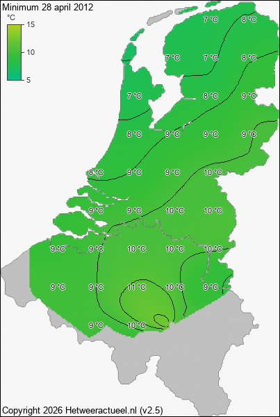 Minimum temperatuur 28 april 2012