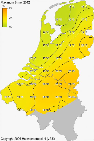 Maximum temperatuur 8 mei 2012