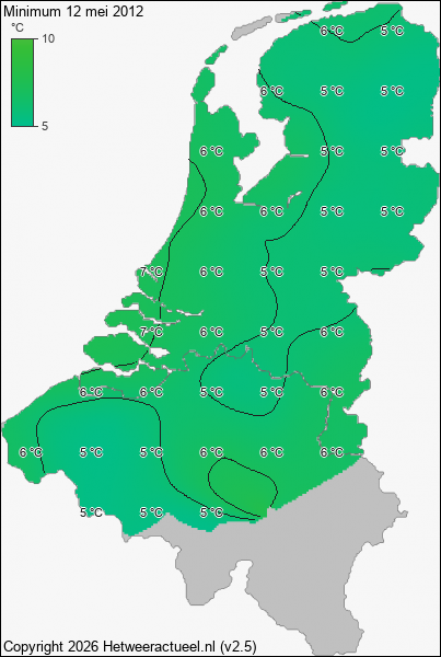 Minimum temperatuur 12 mei 2012