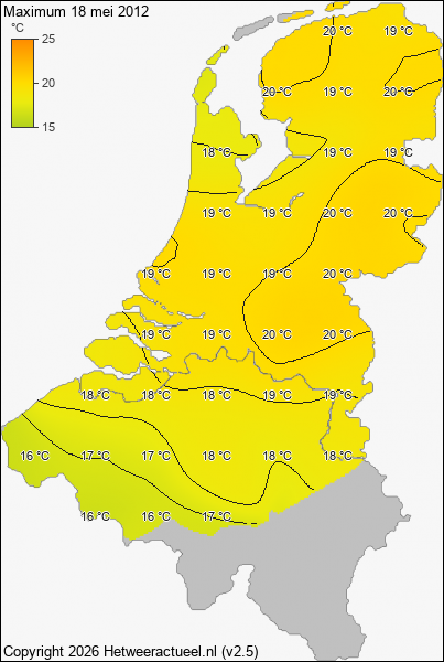 Maximum temperatuur 18 mei 2012
