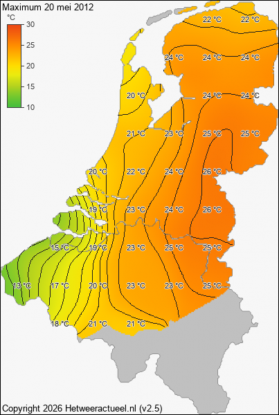 Maximum temperatuur 20 mei 2012