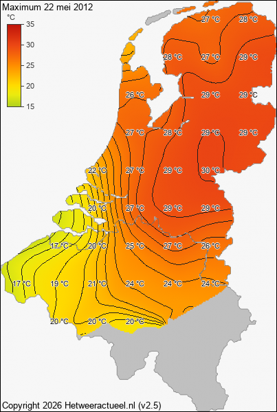 Maximum temperatuur 22 mei 2012