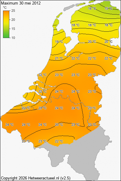 Maximum temperatuur 30 mei 2012