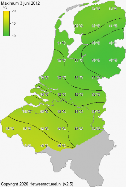Maximum temperatuur 3 juni 2012