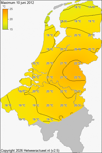 Maximum temperatuur 10 juni 2012