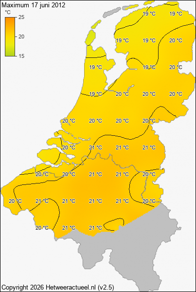Maximum temperatuur 17 juni 2012