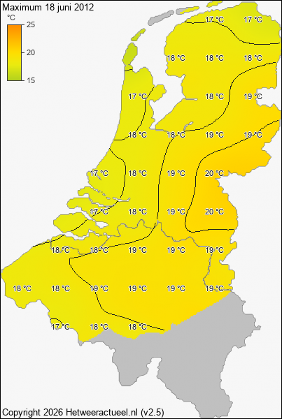 Maximum temperatuur 18 juni 2012