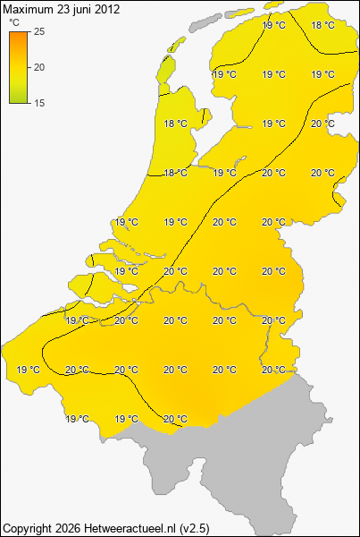 Maximum temperatuur 23 juni 2012