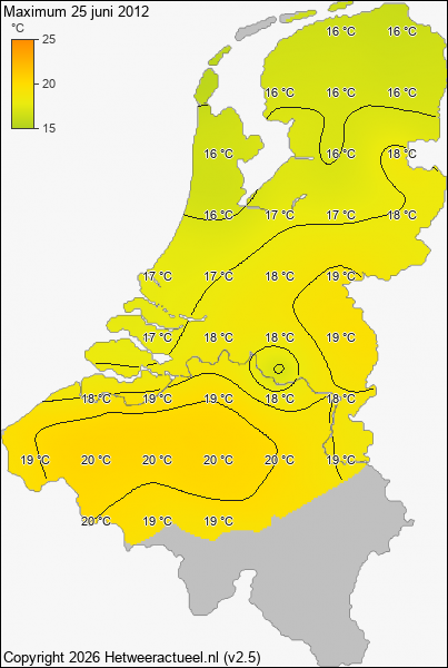 Maximum temperatuur 25 juni 2012