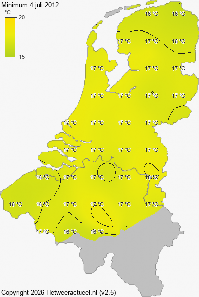 Minimum temperatuur 4 juli 2012